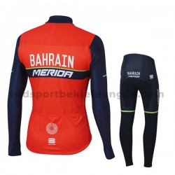 Radtrikot Langarm + Radhose Lange 2017 Bahrain Merida Kinder M001