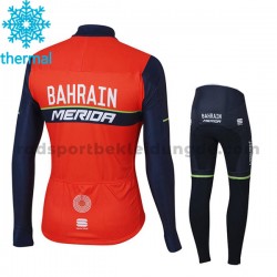 Radtrikot Langarm + Radhose Lange 2017 Bahrain Merida Kinder Winter Thermal Fleece M001