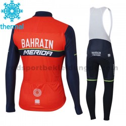 Radtrikot Langarm + Trägerhose Lange 2017 Bahrain Merida Winter Thermal Fleece M001