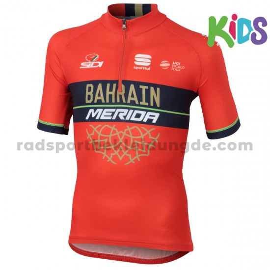2018 Bahrain Merida Kinder Radtrikot (kurzarm) M001