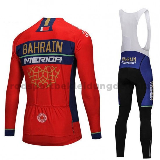 Radtrikot Langarm + Trägerhose Lange 2018 Bahrain Merida M001