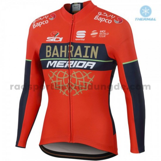2018 Bahrain Merida Radtrikot (Winter Thermal Fleece) M001