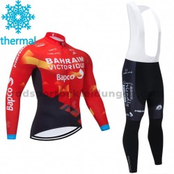 Radtrikot Langarm + Trägerhose Lange 2021 Team Bahrain Victorious Winter Thermal Fleece M001