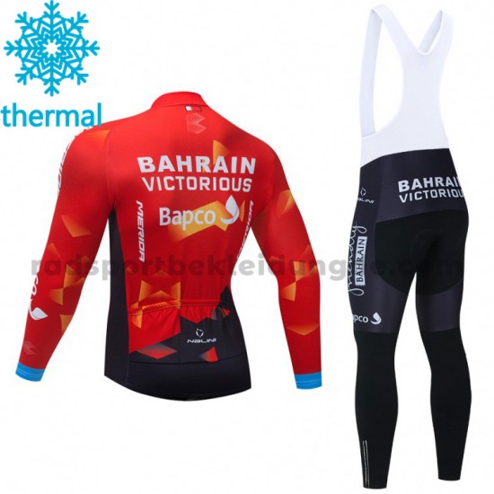 Radtrikot Langarm + Trägerhose Lange 2021 Team Bahrain Victorious Winter Thermal Fleece M001