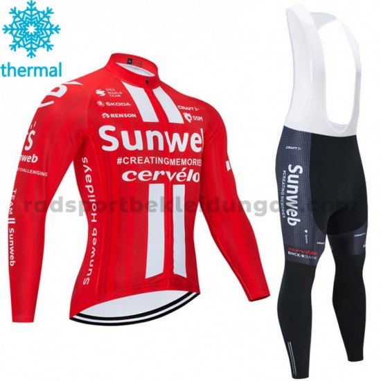 Radtrikot Langarm + Trägerhose Lange 2020 Team Sunweb Winter Thermal Fleece M001