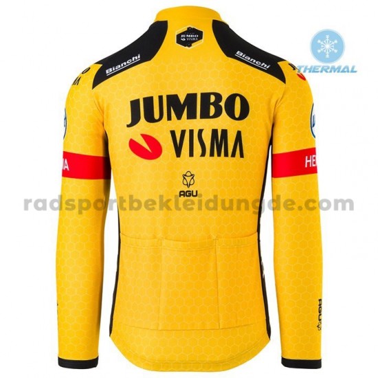 Radtrikot Langarm + Trägerhose Lange 2020 Team Jumbo–Visma Winter Thermal Fleece M001