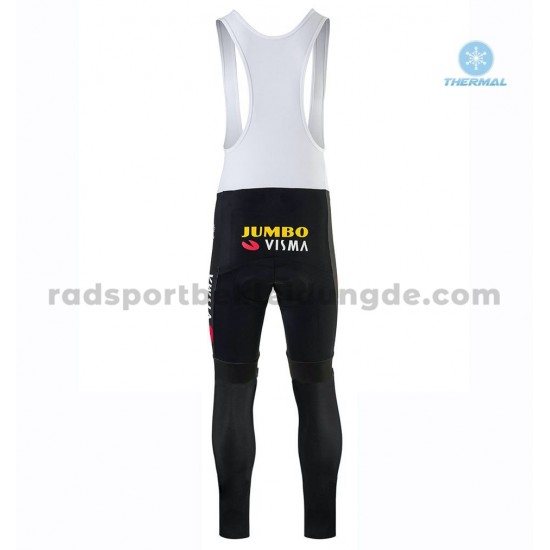 Radtrikot Langarm + Trägerhose Lange 2020 Team Jumbo–Visma Winter Thermal Fleece M001