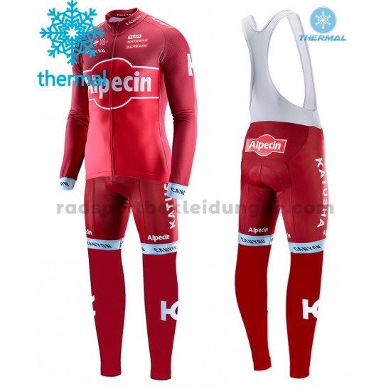 Radtrikot Langarm + Trägerhose Lange 2017 Team Katusha-Alpecin Winter Thermal Fleece M001