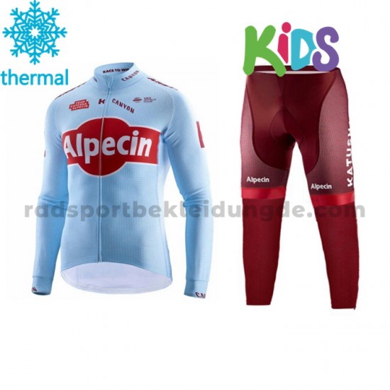 Radtrikot Langarm + Radhose Lange 2019 Team Katusha Alpecin Kinder Winter Thermal Fleece M001