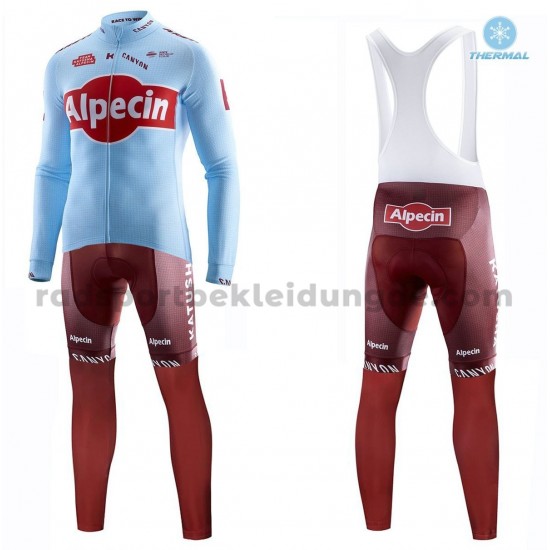 Radtrikot Langarm + Trägerhose Lange 2019 Team Katusha Alpecin Winter Thermal Fleece M001