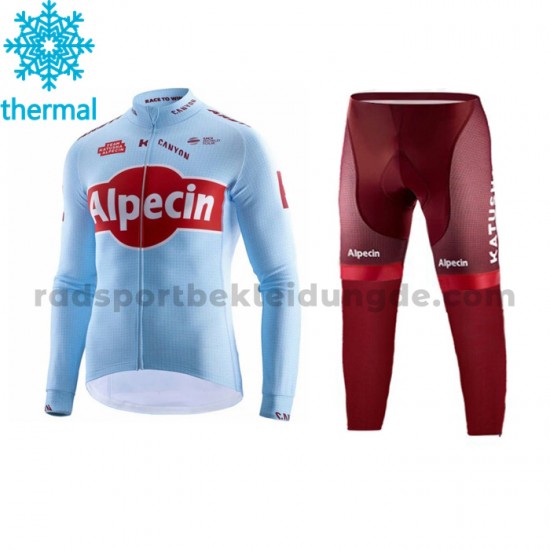 Radtrikot Langarm + Radhose Lange 2019 Team Katusha Alpecin Winter Thermal Fleece M001
