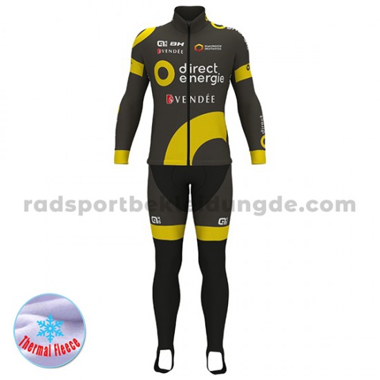 Radtrikot Langarm + Trägerhose Lange 2017 Direct Energie Winter Thermal Fleece M001