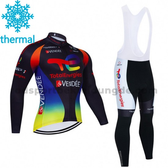 Radtrikot Langarm + Trägerhose Lange 2021 Team TotalEnergies Winter Thermal Fleece M002