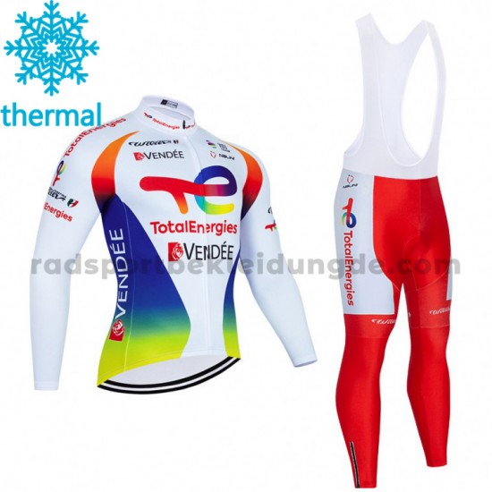 Radtrikot Langarm + Trägerhose Lange 2021 Team TotalEnergies Winter Thermal Fleece M003