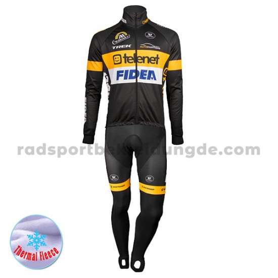 Radtrikot Langarm + Trägerhose Lange 2017 Telenet Fidea Lions Winter Thermal Fleece M001