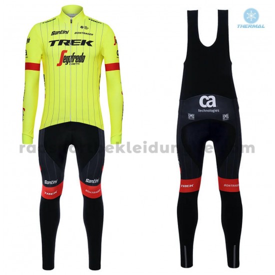 Radtrikot Langarm + Trägerhose Lange 2018 Trek-Segafredo Winter Thermal Fleece M002