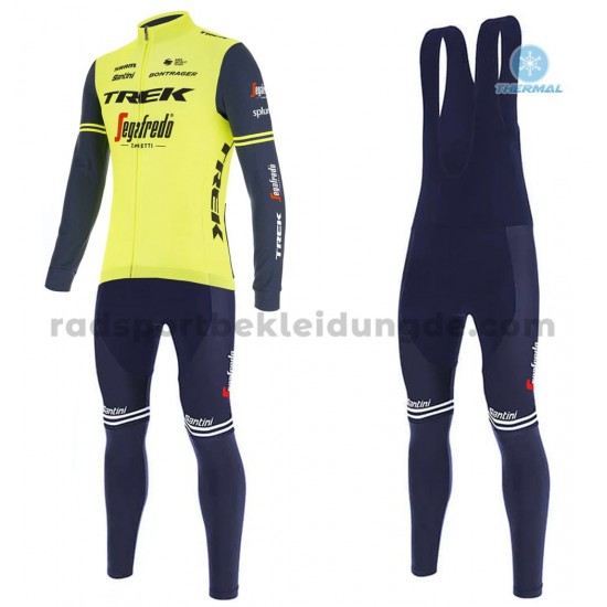 Radtrikot Langarm + Trägerhose Lange 2020 Trek Segafredo Winter Thermal Fleece M002