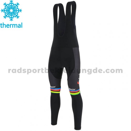 2020 Trek-Segafredo UCI World Champion Trägerhose Lange (Winter Thermal Fleece) M001