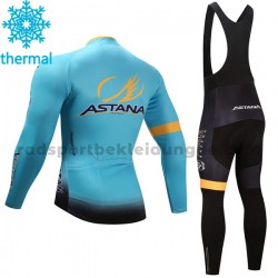 Radtrikot Langarm + Trägerhose Lange 2017 Astana Pro Team Frauen Winter Thermal Fleece M001