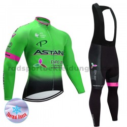 Radtrikot Langarm + Trägerhose Lange 2017 Astana Pro Team Frauen Winter Thermal Fleece M002