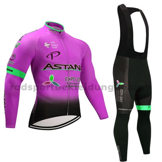 Radtrikot Langarm + Trägerhose Lange 2017 Astana Pro Team Frauen M003