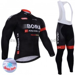 Radtrikot Langarm + Trägerhose Lange 2017 Bora-Hansgrohe Frauen Winter Thermal Fleece M003