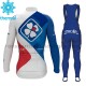 Radtrikot Langarm + Trägerhose Lange 2017 FDJ Frauen Winter Thermal Fleece M001