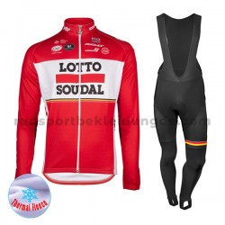 Radtrikot Langarm + Trägerhose Lange 2017 Lotto Soudal Frauen Winter Thermal Fleece M001
