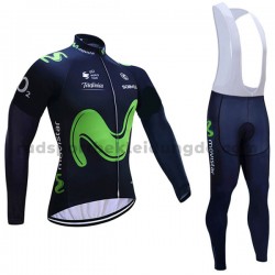 Radtrikot Langarm + Trägerhose Lange 2017 Movistar Team Frauen M001