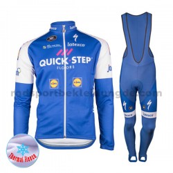 Radtrikot Langarm + Trägerhose Lange 2017 Quick-Step Floors Frauen Winter Thermal Fleece M001