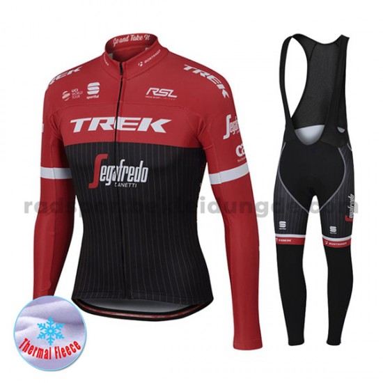 Radtrikot Langarm + Trägerhose Lange 2017 Trek-Segafredo Frauen Winter Thermal Fleece M001