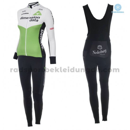 Radtrikot Langarm + Trägerhose Lange 2018 Dimension Data Frauen Winter Thermal Fleece M001
