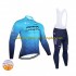 2022 Astana Qazaqstan Team Herren Radtrikot Langarm + Trägerhose Lange (Winter Thermal Fleece) N001