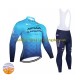 2022 Astana Qazaqstan Team Herren Radtrikot Langarm + Trägerhose Lange (Winter Thermal Fleece) N001