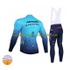 2022 Astana Qazaqstan Team Herren Radtrikot Langarm + Trägerhose Lange (Winter Thermal Fleece) N001