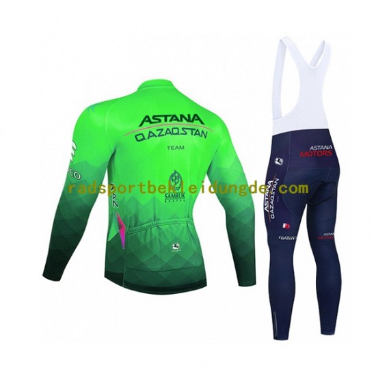 2022 Astana Qazaqstan Team Herren Radtrikot Langarm + Trägerhose Lange N003