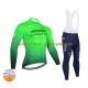 2022 Astana Qazaqstan Team Herren Radtrikot Langarm + Trägerhose Lange (Winter Thermal Fleece) N003