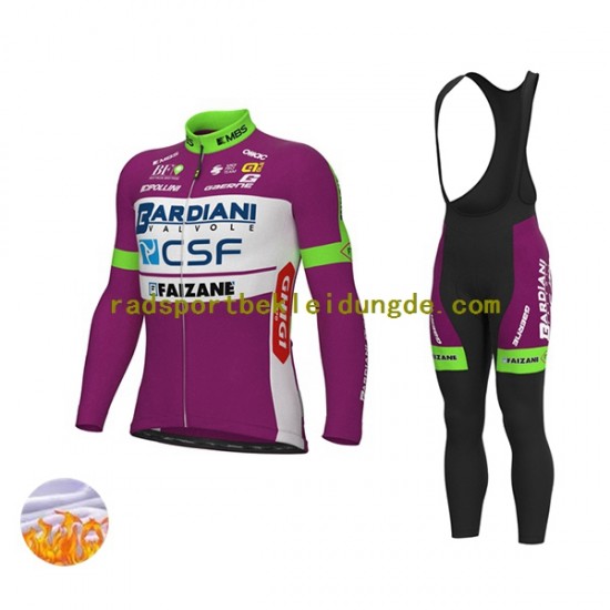 2022 Bardiani-CSF Herren Radtrikot Langarm + Trägerhose Lange (Winter Thermal Fleece) N001