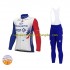 2022 Groupama-FDJ Herren Radtrikot Langarm + Trägerhose Lange (Winter Thermal Fleece) N001