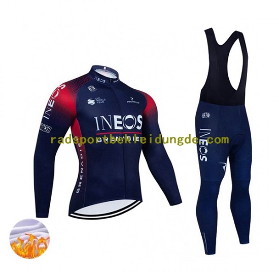 2022 Ineos Grenadiers Herren Radtrikot Langarm + Trägerhose Lange (Winter Thermal Fleece) N001