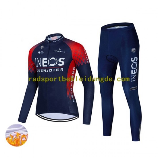 2022 Ineos Grenadiers Frauen Radtrikot Langarm + Radhose Lange (Winter Thermal Fleece) N001