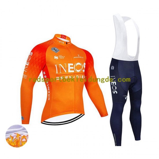2022 Ineos Grenadiers Herren Radtrikot Langarm + Trägerhose Lange (Winter Thermal Fleece) N002