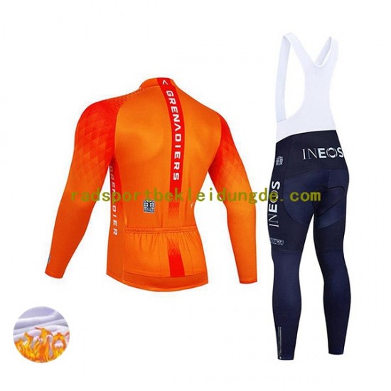 2022 Ineos Grenadiers Herren Radtrikot Langarm + Trägerhose Lange (Winter Thermal Fleece) N002