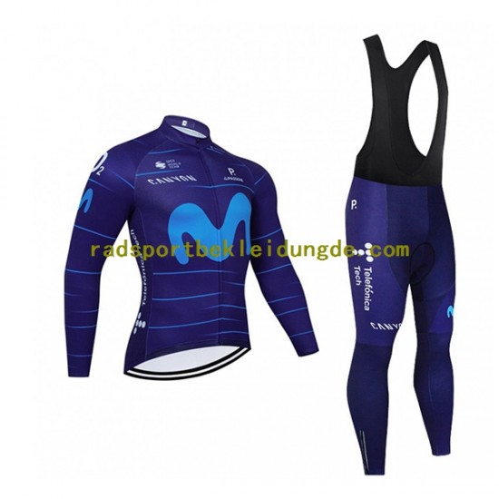 2022 Movistar Team Herren Radtrikot Langarm + Trägerhose Lange N002