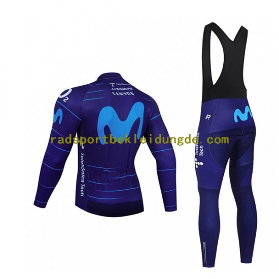 2022 Movistar Team Herren Radtrikot Langarm + Trägerhose Lange N002