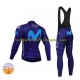 2022 Movistar Team Herren Radtrikot Langarm + Trägerhose Lange (Winter Thermal Fleece) N002