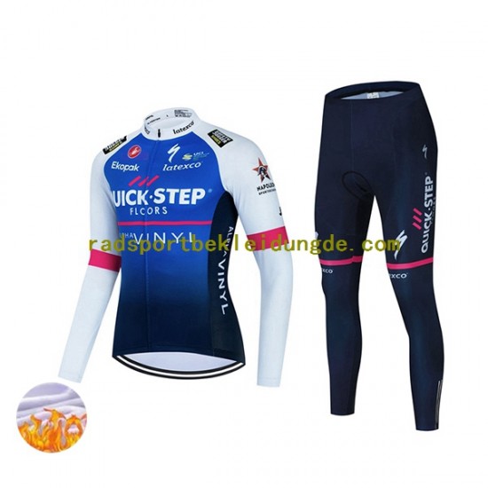 2022 Quick-Step Alpha Vinyl Team Herren Radtrikot Langarm + Radhose Lange (Winter Thermal Fleece) N001