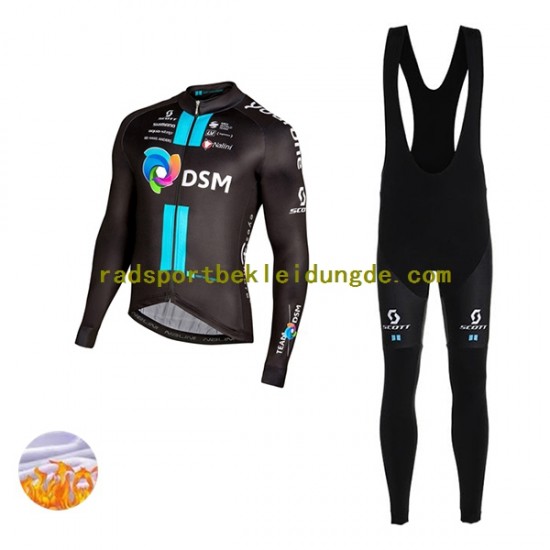 2022 Team DSM Herren Radtrikot Langarm + Trägerhose Lange (Winter Thermal Fleece) N001