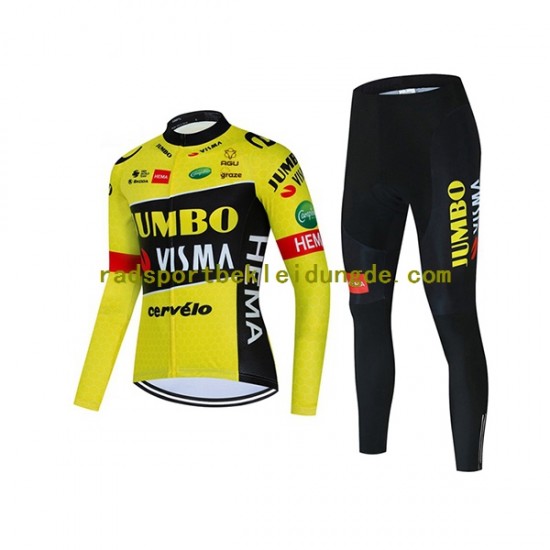 2022 Team Jumbo-Visma Frauen Radtrikot Langarm + Radhose Lange N001