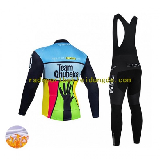 2022 Team Qhubeka Herren Radtrikot Langarm + Trägerhose Lange (Winter Thermal Fleece) N001